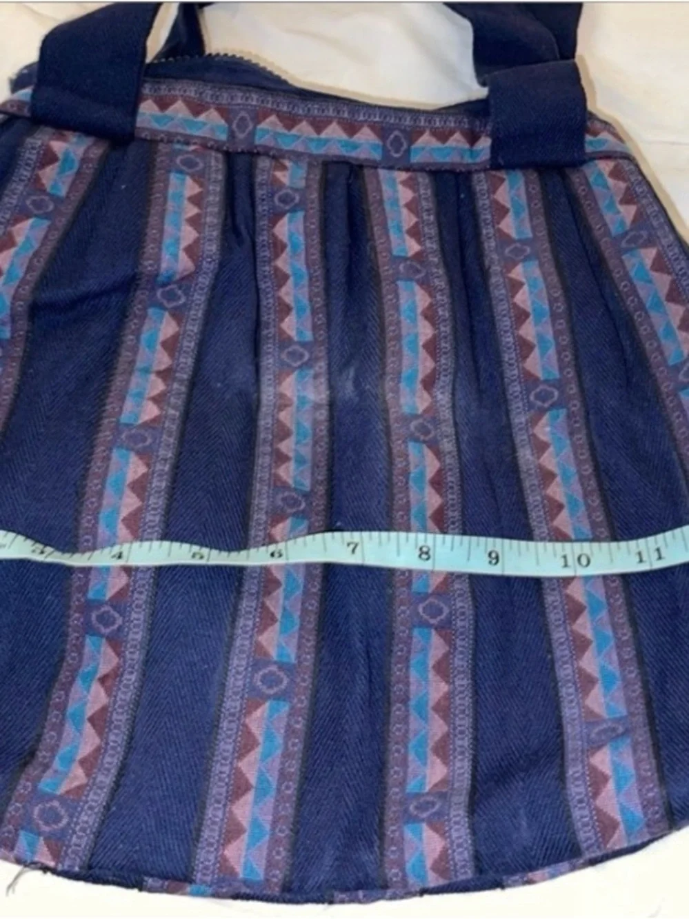 Handmade Bohemian Style Stylish Blue Patterned Quilt Tote Bag